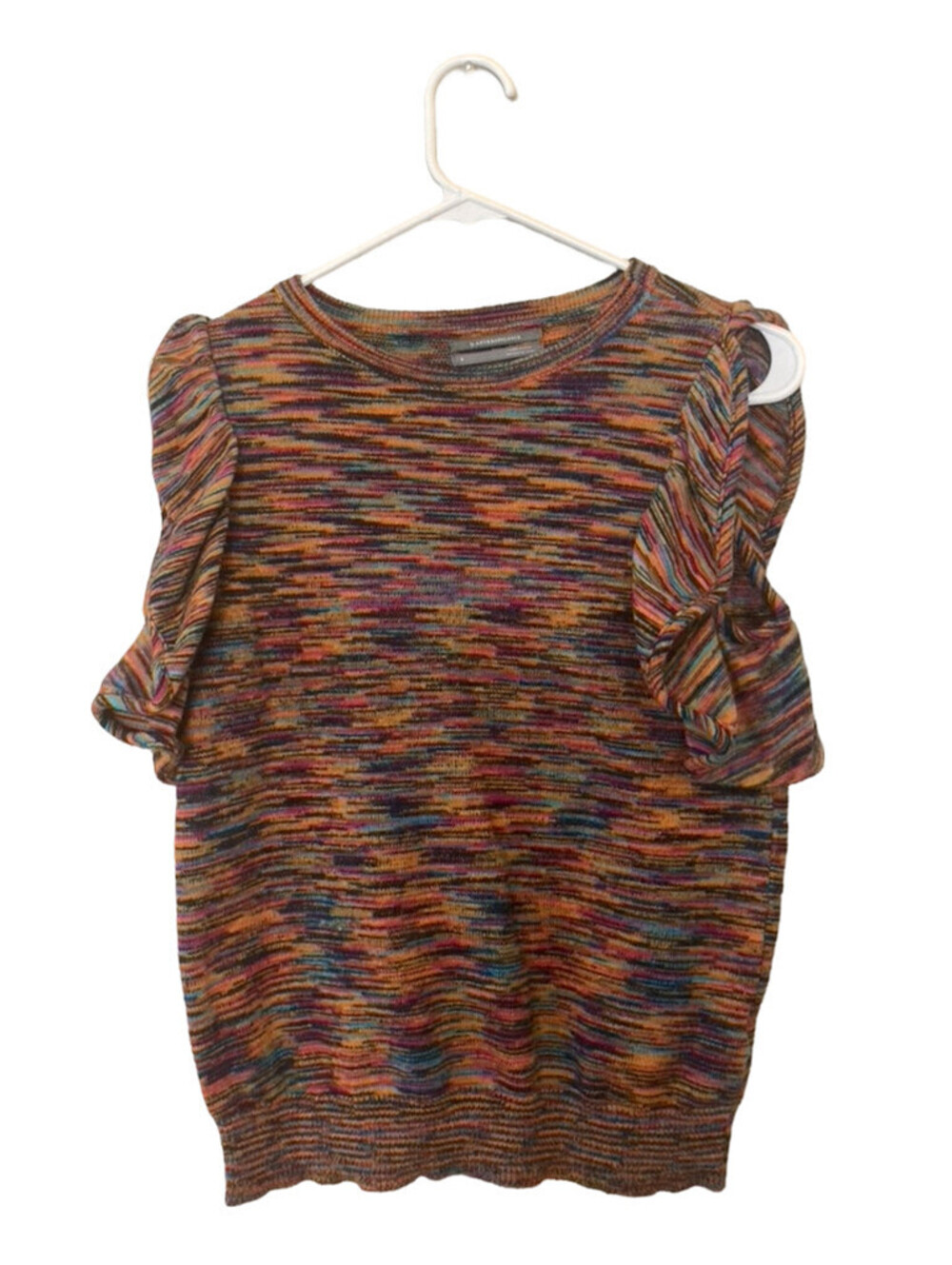 Anthropologie Multicolored Short Sleeve Knit Pullover Sweater - Size S